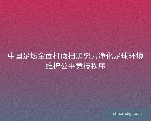 中国足坛全面打假扫黑努力净化足球环境维护公平竞技秩序